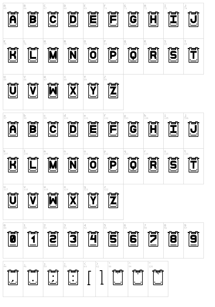 Data Cards St font map